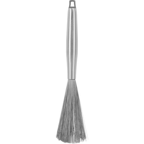 Brosse de nettoyage en acier inoxydable 304 avec manche et trou de suspension pour la vaisselle, les casseroles, les poêles et l'évier (couleur argent). (1/5)