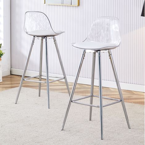 Silla transparente de metal y plástico en color plata, respaldo ergonómico, carga 120 kg,38×33×96.5cm (1/5)