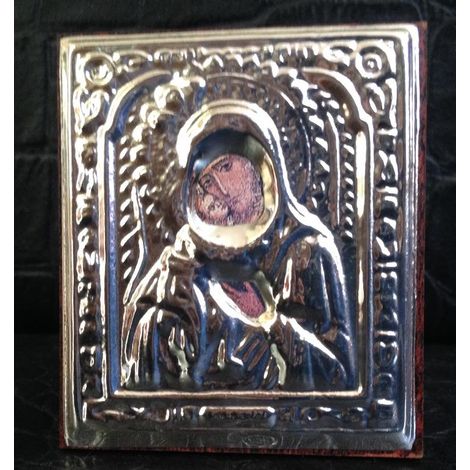 Quadretto quadro argento volto maria madonna dipinto 6 x 5 cm (1/2)