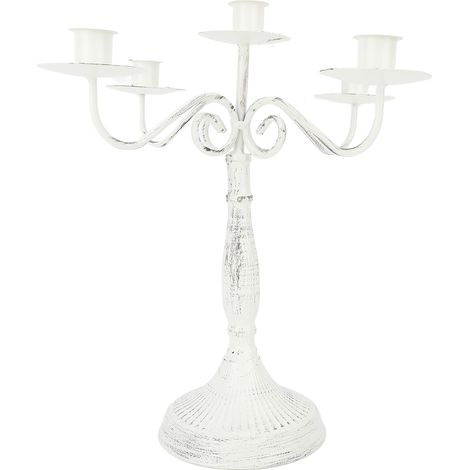 Candelabro metálico de cinco brazos, inoxidable y resistente a la humedad, portavelas decorativo y lujoso para bodas y hoteles. (1/5)