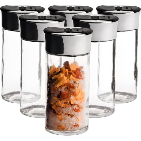 Recipiente para especias con colador, de vidrio, 100 ml, 6 piezas.