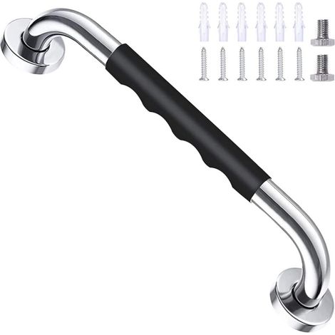 Barre d'appui murale en acier inoxydable pour baignoire et toilettes, noire, 40 cm, pour enfants et personnes âgées (1/4)
