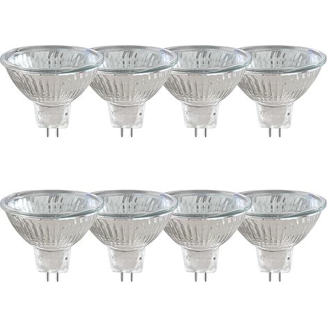 Confezione da 8 lampadine alogene con riflettore GU5.3 da 20 W e 12 V, faretto dimmerabile, faretto alogeno MR16, 210 LM, bianco caldo 2700 K, angolo del fascio di 36°, base a 2 pin, lampada con rifle