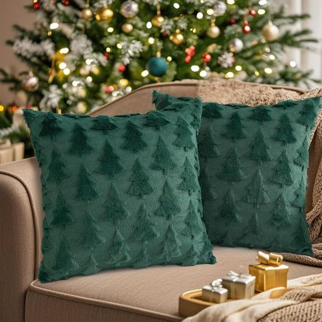 Set 2 Federe Decorative Velluto Natalizie Albero Natale 50x50 cm (1/5)