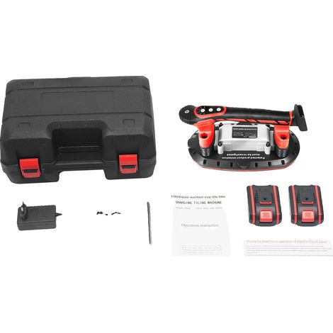 Outil de vibration de carreaux, vitesse réglable, ventouse puissante, Noir-Rouge (1/2)