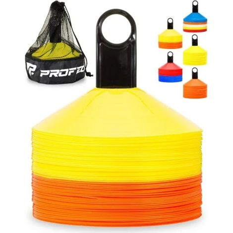 Lot de 50 cônes de football, sac de transport, support, marqueurs en PE, pour entraînement sportif, enfants et adultes (1/5)