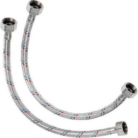 Tuyau flexible tressé - AVIZAR - 40 cm F1/2–F3/8 - Métal tressé - Compatible eau chaude/froide
