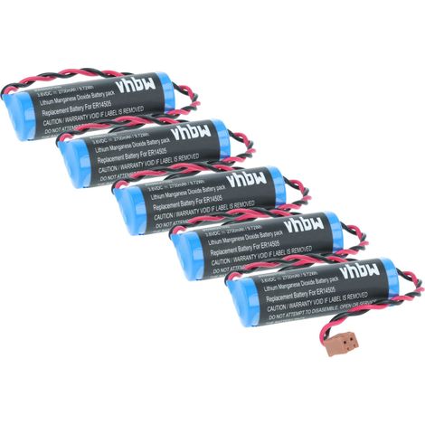vhbw 5x Battery compatible with Toshiba ER6VCT CNC Router, CNC Controller (2700 mAh, 3.6 V, Li-SOCl2)
