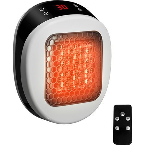 Chauffage mural pour maison avec télécommande, mini radiateur soufflant en céramique, 600W 15-32℃, Minuteur de 1-12h, Système Thermostatique, Bas Bruit chauffage silencieux (Blanc) (1/5)