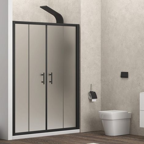 Porta doccia nera 150 cm vetro opaco doppio scorrevole  KFN6000NS kamalu