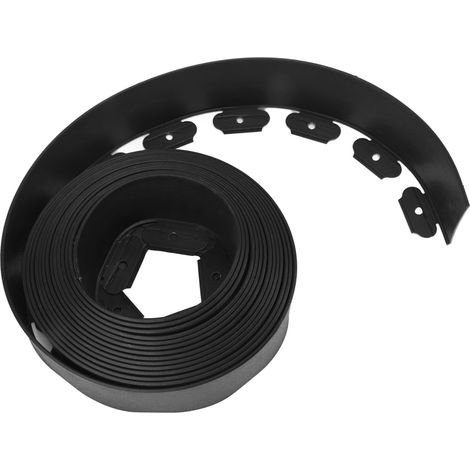 Kit de bordure de jardin en PE sans creuser, muret haut avec piquets pour pelouse, parterre de fleurs, cour, noir 10 x 5 x 1000 cm / 3,9 x 2,0 x 393,7 pouces (1/5)