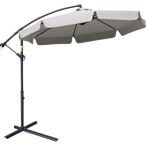 Ombrellone da Giardino 2.7x2.7m con Tettuccio Regolabile, Base a Croce, Prese d'Aria, Manovella, Ombrellone Decentrato Inclinabile in Metallo e Poliestere, per Cortile Terrazza, Grigio Chiaro