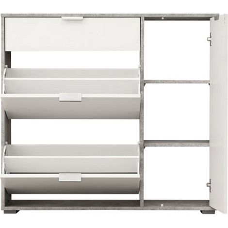 Scarpiera Fabriano, Mobile Portascarpe un Cassetto, 12 Paia, 2 Ripiani, 102x33x94.5h cm Bianco