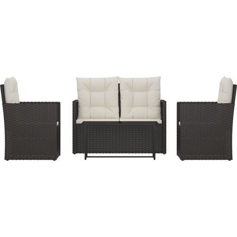 Maison Exclusive - Set Salotto da Esterno 4 pz con Cuscini in Polyrattan Nero (1/5)