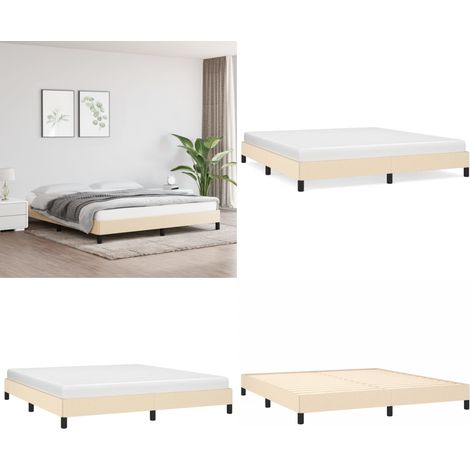 Bettgestell ohne Matratze Creme 180x200 cm Stoff - Bettrahmen - Doppelbett - Cremefarbenes Bett - Lattenrost - Boxspringbetten - Home & Living