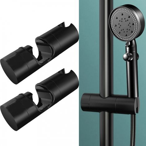 2 Supports Pomme Douche Réglables 360° 20-25mm Noirs, Rail Salle Bain (1/5)