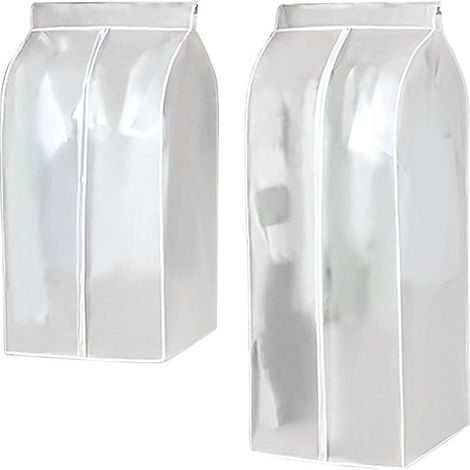 2 pièces Sac à poussière pour vêtements, Housse penderie, Grande housse de protection anti-poussière et anti-mites pour veste, manteau, costume (Transparent-60 x 50 x 90cm + 60 x 50 x 120cm) (1/5)