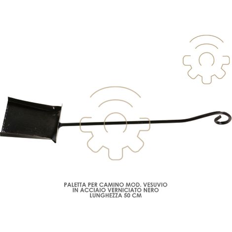 Paletta per camino mod Vesuvio in acciaio verniciato nero lunghezza 50 cm