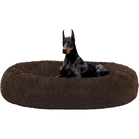 Rundes Hundebett 120 cm Ø, kuschelig & waschbar, braun (1/5)