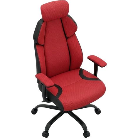 Flank - Silla Gaming Pro Ergonómica Sillón Gamer con Altura Regulable Reclinable Giratoria 360° con Reposabrazos de Tela y PVC Rojo (1/5)