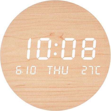 LED-Wanduhr, kreative geräuschlose Wanduhr, nordischer Stil S201-1PCS - Massivholzfarbe (Akku-Speichergerät mit Aufladung) (1/5)