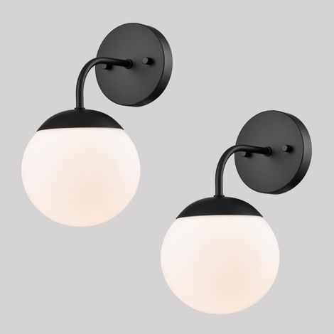 Applique murale noire, style scandinave moderne, convient pour la chambre, la salle de bain ou comme lampe de coiffeuse, lot de 2.