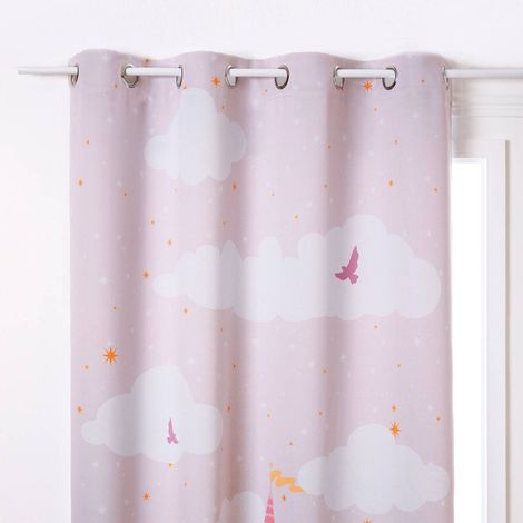 Verdunkelungsvorhang für Kinderzimmer, rosa, mit Prinzessinenschloss, 135 x 260 cm, 1 Stück (1/3)