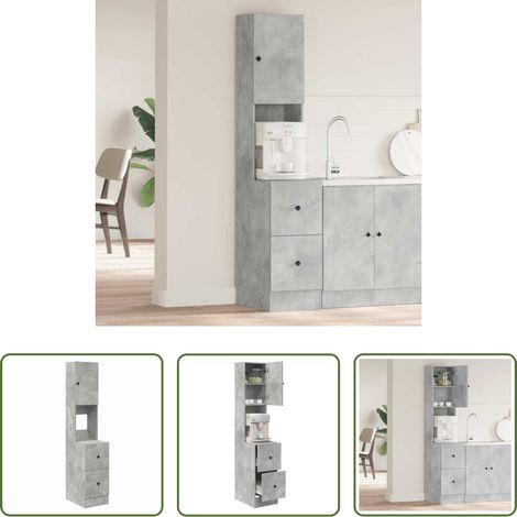 Holzwerkstoff - Küchenschrank mit Regal Grau 35 x 50 x 180 cm Holzwerkstoff (1/5)
