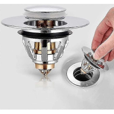 Bonde de lavabo - Bonde automatique universelle à clapet - Joint de bonde en acier inoxydable - Sans trop-plein - 1 pièce - fghj