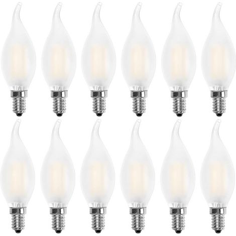 Ampoule LED E14 Flamme,Forme de Bougie,Blanc Chaud 2700K,4W Equivalence Incandescence 40W,400lm, Lot de 12 [Classe énergétique A+] (1/5)