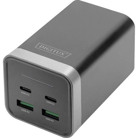 Digitus 4-Port GaN Chargeur USB 150 W intérieure, pour prise murale Courant de sortie (max.) 3000 mA Nbr. de sorties: 4 (1/5)