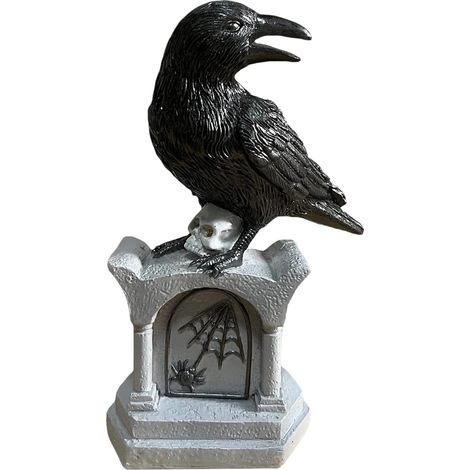 Statue Corbeau Corneille Halloween Sur Pierre Tombale Déco Gothique Maison Statuette Oiseau De Table Artisanat D'Art Pour Intérieur Extérieur Arrière-cour Patio Chambre Entrée Table (1/5)