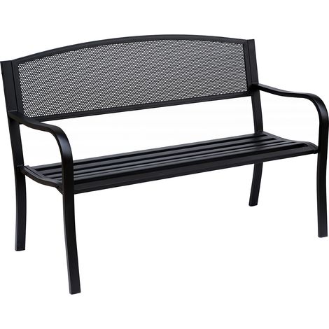 Banc 3 Places de Jardin terrasse Style Contemporain 127L x 60l x 87H cm métal époxy anticorrosion Noir (1/5)