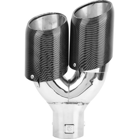 Embout d'échappement double en fibre de carbone, entièrement soudé, en acier inoxydable 304, universel (1/5)