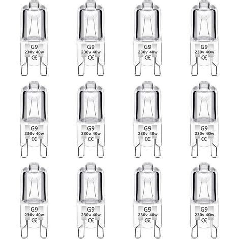 Lot de 12 Ampoule Halogène G9 40W 230V Dimmable 0-100%, 480LM, Blanc Chaud 2700K, G9 Bi-Pin Base Halogène Lampe, Sans Scintillement, pour Four, Lustres, Lampes de Paysage, Éclairage d'armoire (1/5)