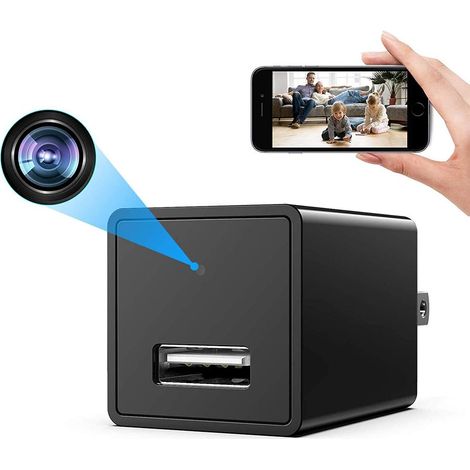 Caméra Mini HD 1080P WiFi, Chargeur USB Mural Caméra Espion, Prise Téléphone avec Caméra de Surveillance Maison, Sécurité Domestique 100‑240V (1/5)