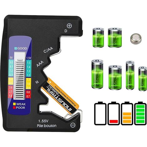 Digital Battery Tester, Universal LCD Battery Tester for 1.5V to 9V AAA/AA/C/D Button Cell Batteries. (1/5)