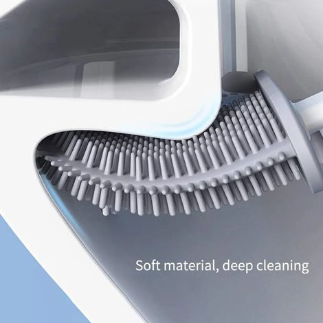 Badezimmer-Toilettenbürste und Halter, gebogenes Design Toilettenbürste, Toilettenbürsten-Set (1/4)