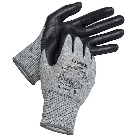 Gants de manutention Uvex Unidur 6659 foam taille 9, L, Résistant aux coupures, 2 gants, Gris ( Prix pour 1 paire )