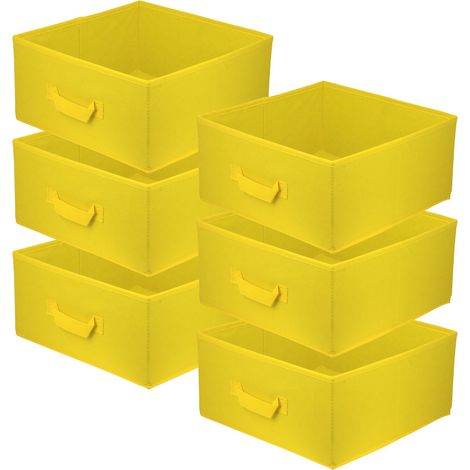 Boîte textile 31x31x15 jaune - Lot de 6