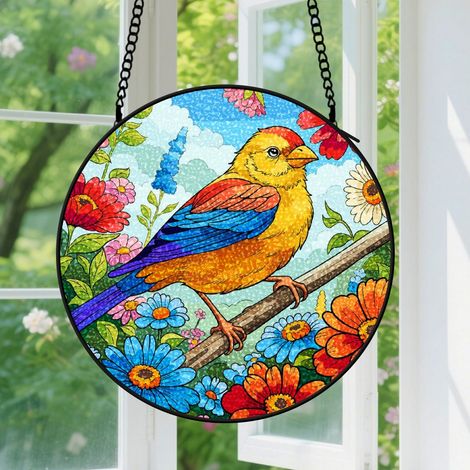 15cm Suspension en Vitrail Artistique, Attrape-Soleil Unique pour Fenêtre Intérieur, Cadeau Fête des Mères, Anniversaire pour Femme, Tante, Sœur (1/5)