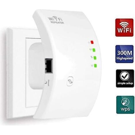 Répéteur WiFi Amplificateur WiFi Puissant N300,2.4GHz WiFi Repeteur avec 1 Port Ethernet,Intégrées Norme IEEE 802.11 b/g/n,Compatible avec Tous Les Routeurs,Facile à Installation (1/5)