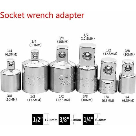 Adaptateur De Douille - 1/4 3/8 1/2 À 3/4 Pouces - Acier Chrome Vanadium - Pour Clés À Douilles - Lot De 6 Pièces