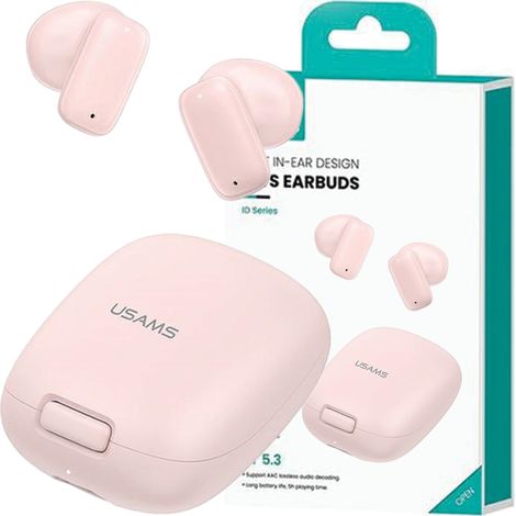 Cuffie wireless Bluetooth 5.3 TWS USAMS rosa (1/5)