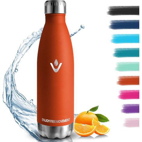Gourde Isotherme, Acier Inoxydable 18/8, Bouteille Isotherme, 500ML Sans BPA, Water Bottle Inox Enfant, Étanche Double Isolation, pour Le Camping, Les Écoles, Les Gymnases (1/5)