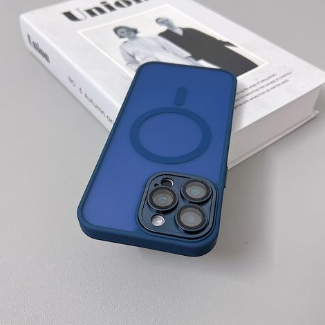 (iPhone 15 Pro Max, bleu) Une coque de protection translucide antichoc pour iPhone, compatible avec la recharge sans fil MagSafe.