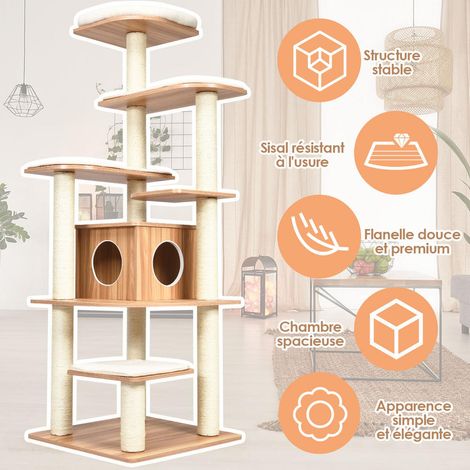 Modern Cat Climbing Tree with Scratch Resistant Sisal Rope Column for Cats (1/5)