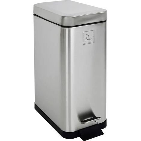 Poubelle à pédale SVITA STM10 10L avec seau intérieur et couvercle à fermeture amortie, argentée (1/5)