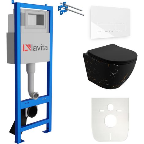 LAVITA WC Set mit Vorwandelement, Wand-WC und Spülknopf (1/5)