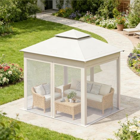 gazebo pieghevole 3x3 con zanzariere beige HAVRYA (1/4)